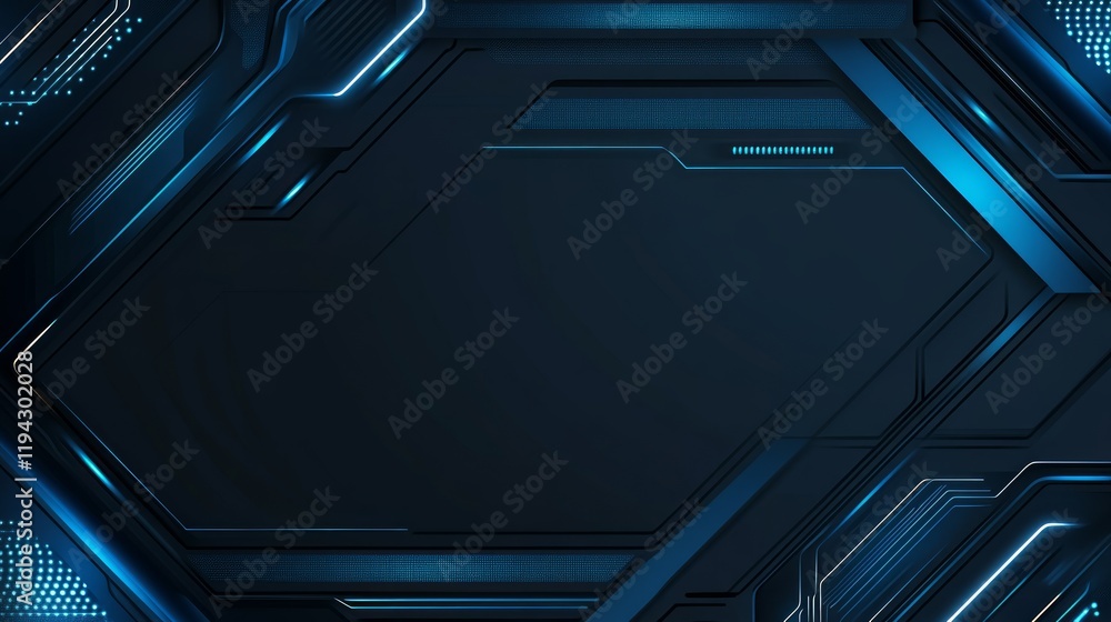 Abstract tech background, blue lines, dark frame, digital design, website header Abstract tech background, blue lines, dark frame, digital design, website header