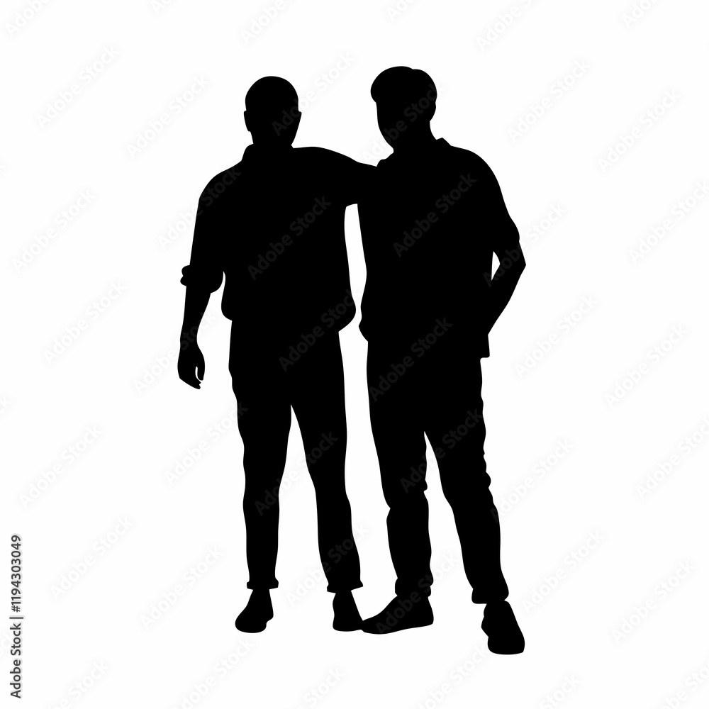 Two men are standing next to each other. One of them is wearing a shirt with a collar Two men are standing next to each other. One of them is wearing a shirt with a collar