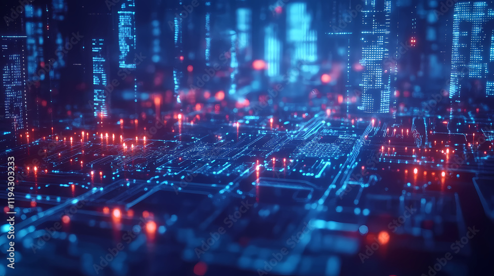 Virtual blue world of future technology Virtual blue world of future technology