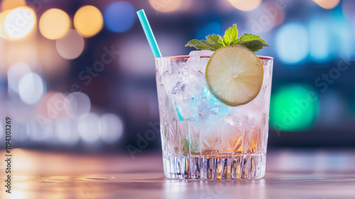 Refreshing Cocktail at Bar:...
