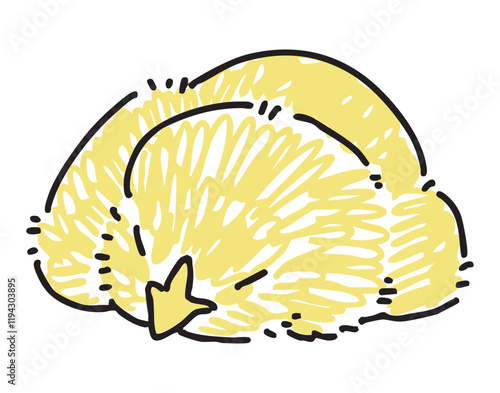 眠っているヒヨコの手描きイラスト