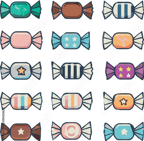 Wrapped Candy in a variety tastes and color