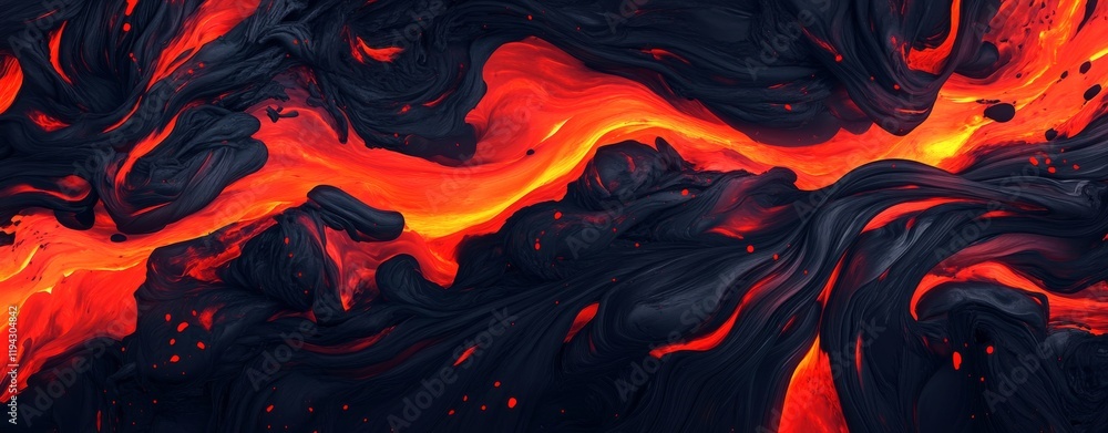 Volcanic lava flows create intricate patterns of glowing orange and dark textures at a volcanic site in Hawaii during an active eruption Volcanic lava flows create intricate patterns of glowing orange and dark textures at a volcanic site in Hawaii during an active eruption