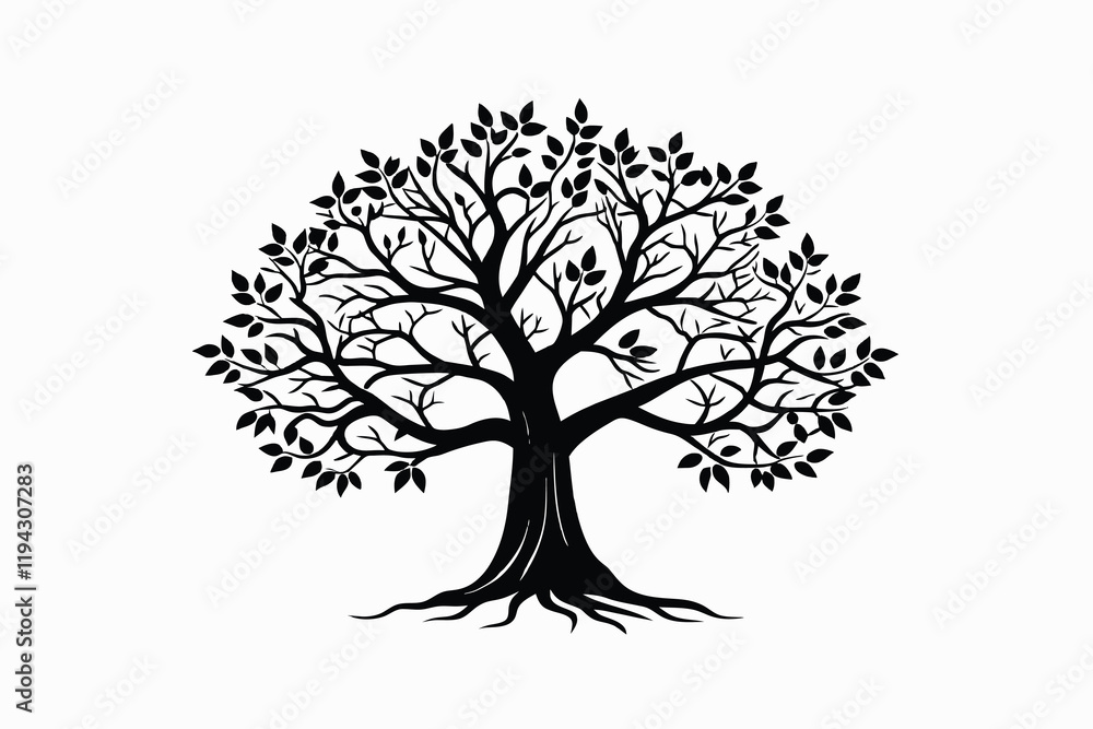 black color line art tree silhouette  H.eps