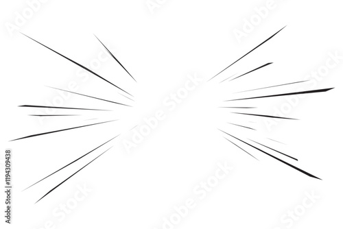 Speed lines manga effect. Comic motion element. Radial burst and flash perspective lines. Boom graphic of explosion. Abstract roar force and scream with sparks. Superhero power