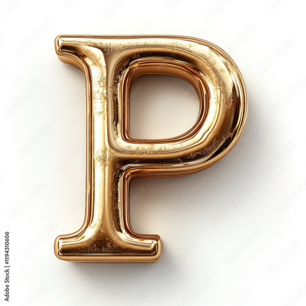 Golden Letter P: 3D Render of a Luxurious Alphabet Golden Letter P: 3D Render of a Luxurious Alphabet