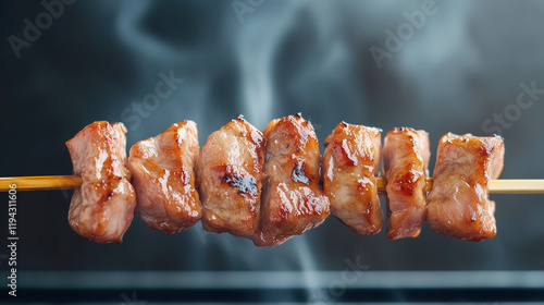 Sizzling Pork Skewers: Clos...