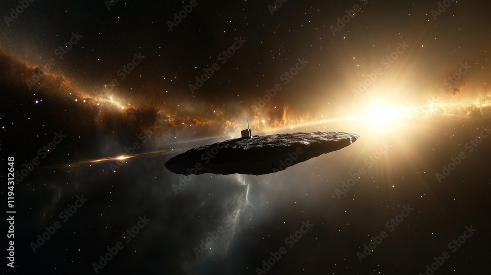 Spaceship in Nebula: A lone spaceship, sleek and dark, floats amidst a vibrant nebula, bathed in the golden light of a distant star. The scene evokes a sense of wonder, mystery, and exploration. Spaceship in Nebula: A lone spaceship, sleek and dark, floats amidst a vibrant nebula, bathed in the golden light of a distant star. The scene evokes a sense of wonder, mystery, and exploration.