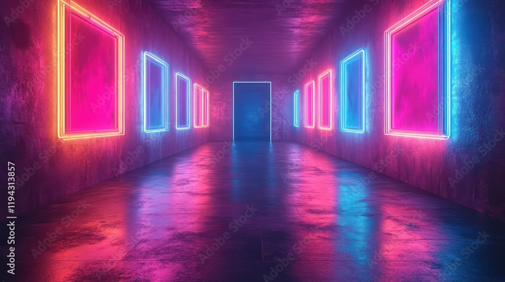 Neon Glow: A Futuristic Corridor of Vibrant Light and Color Neon Glow: A Futuristic Corridor of Vibrant Light and Color