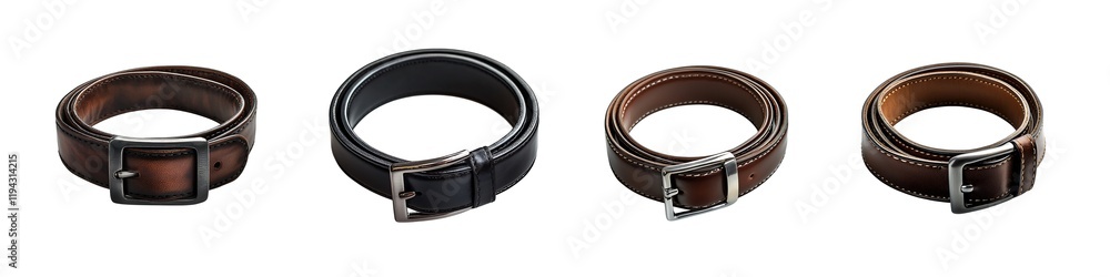 Set of belt for men isolated on transparent background. Set of belt for men isolated on transparent background.