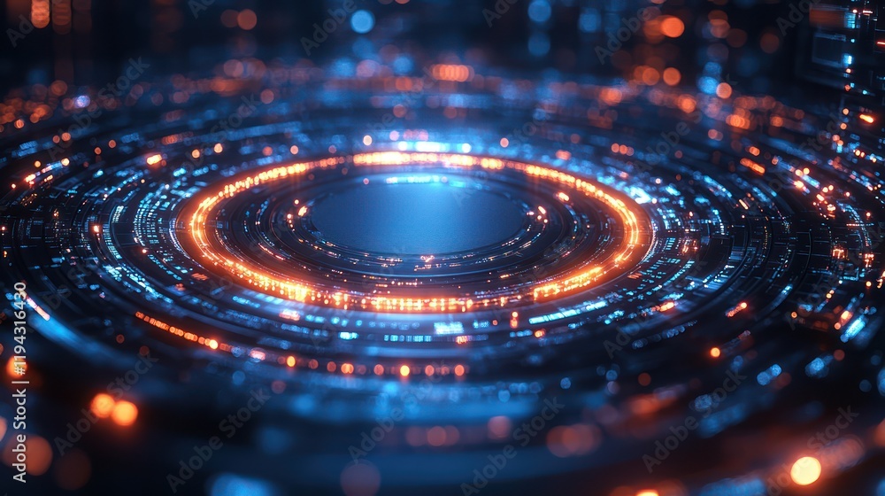 Abstract Futuristic Technology Interface: Glowing Circular Design Abstract Futuristic Technology Interface: Glowing Circular Design