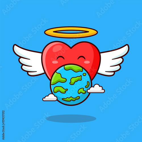 illustration cute cartoon love earth