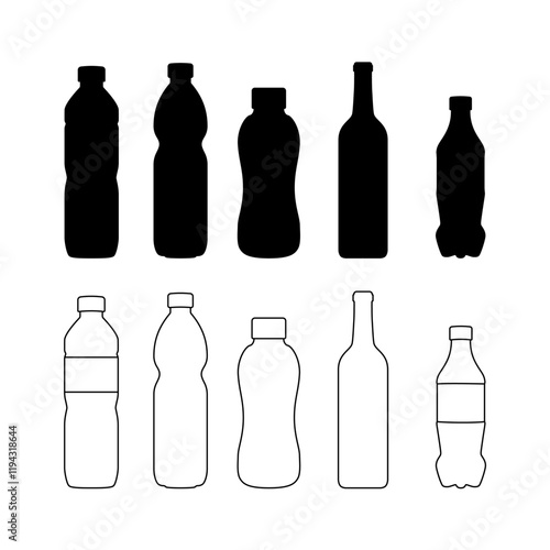 hand draw silhouette bottle hand draw