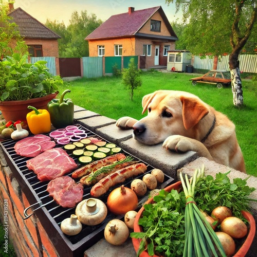 barbecue and dog photo