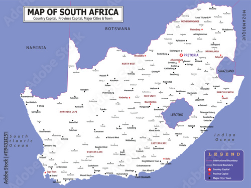 African Countries Geography Political map. Political map of country with capital, province or state capital, major cities and town.