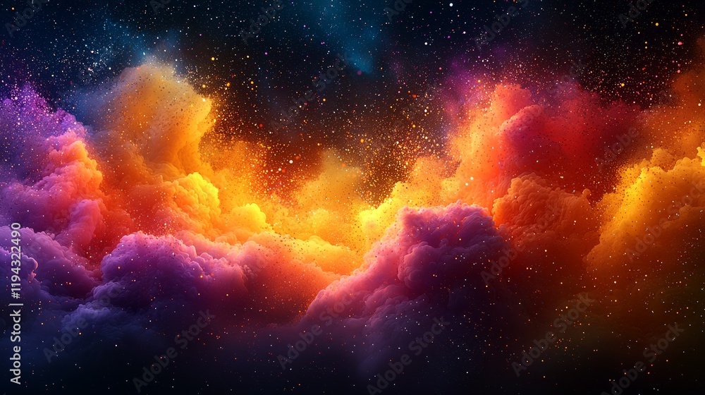 Obraz premium Colorful cosmic cloudscape, nebula fantasy, vibrant space background, ideal for science fiction or fantasy art