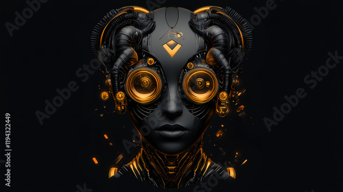 Cyberpunk Woman AI Robot Head