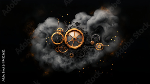 Steampunk Gears in Smoke