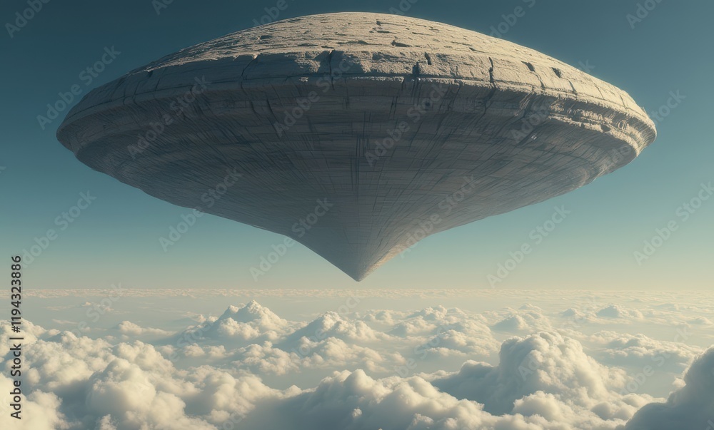 UFO hovering above the clouds UFO hovering above the clouds