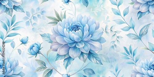 Wallpaper Mural Serene Watercolor Floral Design Featuring Delicate Blue Flowers and Lush Foliage, Ideal for Textile Prints and Home Decor Applications Torontodigital.ca