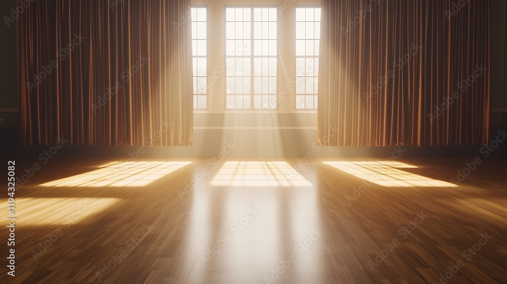 A room with a large window and curtains that let in the sunlight A room with a large window and curtains that let in the sunlight