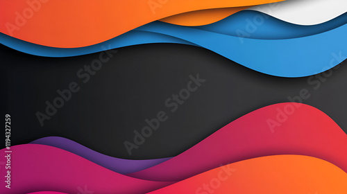 Purple red blue orange pink dynamic wave black background grainy gradient banner design abstract poster cover header photo