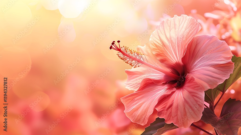 Single Hibiscus Flower in Tropical Setting Single Hibiscus Flower in Tropical Setting