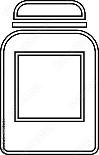Glass jar kitchen utensil icon, Hand drawn sketch style drawing. canning and preserving. With cover and without lid. ,isolated on a transparent background, PNG, cutout, or clipping path.