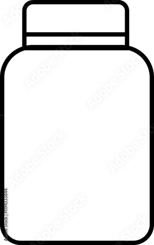 Glass jar kitchen utensil icon, Hand drawn sketch style drawing. canning and preserving. With cover and without lid. ,isolated on a transparent background, PNG, cutout, or clipping path.