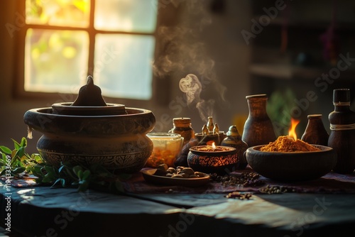 Natural Ayurvedic herbs and spices promoting wellness and organic healing.