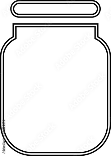 Glass jar kitchen utensil icon, Hand drawn sketch style drawing. canning and preserving. With cover and without lid. ,isolated on a transparent background, PNG, cutout, or clipping path.