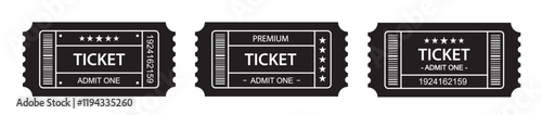 Ticket admit set icon, vector illustration