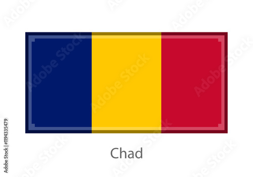 Vector illustration of the Chad flag in pixel art or mosaic style on white background. Collection of flags of the countries of the world.
