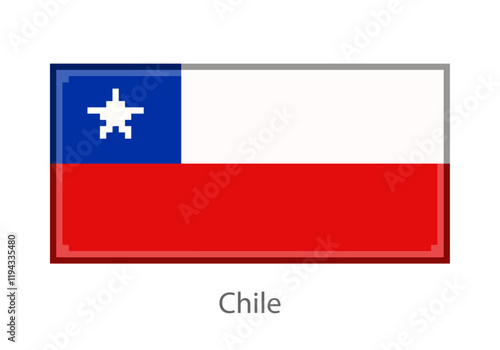 Vector illustration of the Chile flag in pixel art or mosaic style on white background. Collection of flags of the countries of the world.