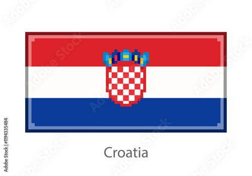 Vector illustration of the Croatia flag  in pixel art or mosaic style on white background. Collection of flags of the countries of the world.Croatia