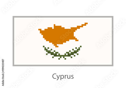 Vector illustration of the Cyprus flag in pixel art or mosaic style on white background. Collection of flags of the countries of the world.