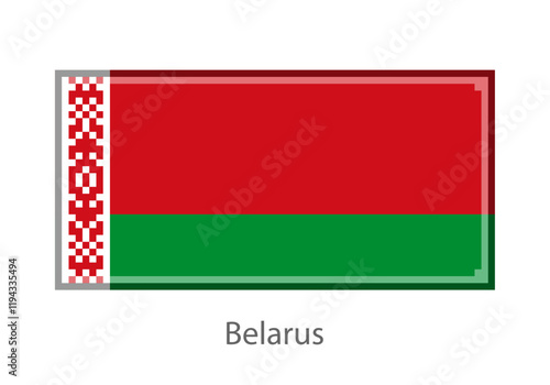 Vector illustration of the Belarus flag in pixel art or mosaic style on white background. Collection of flags of the countries of the world.