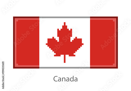 Vector illustration of the Canada in pixel art or mosaic style on white background. Collection of flags of the countries of the world.