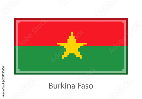 Vector illustration of the Burkina Faso in pixel art or mosaic style on white background. Collection of flags of the countries of the world.