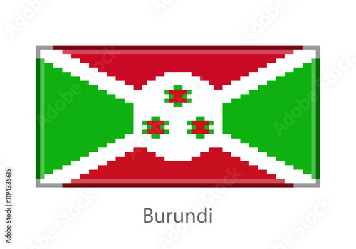 Vector illustration of the Burundi in pixel art or mosaic style on white background. Collection of flags of the countries of the world.