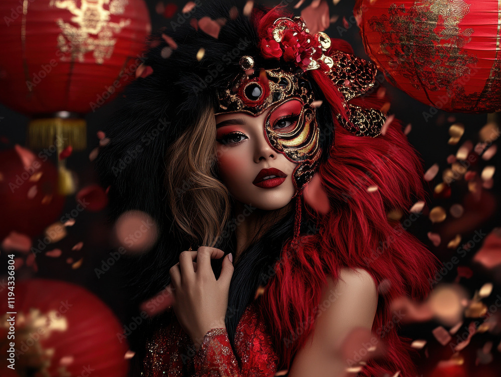 Obraz premium Beautifully dressed lion costume ready for a festive Lunar New Year performance