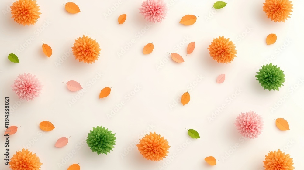 Fototapeta premium Colorful Decorative Pom Poms on White