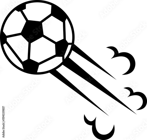 Vector Soccer Ball Icon, clipping path isolated on a transparent background with the entire depth of field, Speeding footballs represented by dynamic soccer ball design features, for mobile apps.