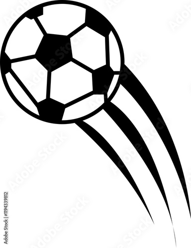 Vector Soccer Ball Icon, clipping path isolated on a transparent background with the entire depth of field, Speeding footballs represented by dynamic soccer ball design features, for mobile apps.