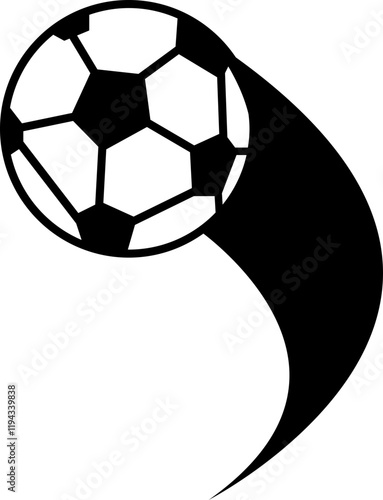 Vector Soccer Ball Icon, clipping path isolated on a transparent background with the entire depth of field, Speeding footballs represented by dynamic soccer ball design features, for mobile apps.