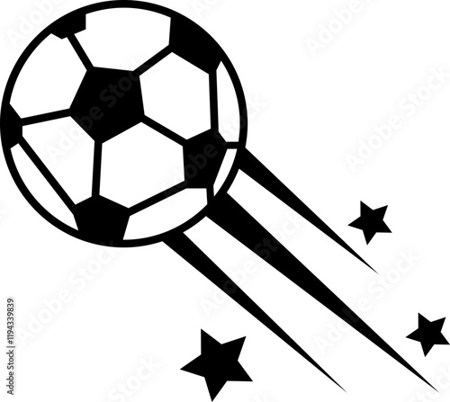 Vector Soccer Ball Icon, clipping path isolated on a transparent background with the entire depth of field, Speeding footballs represented by dynamic soccer ball design features, for mobile apps.