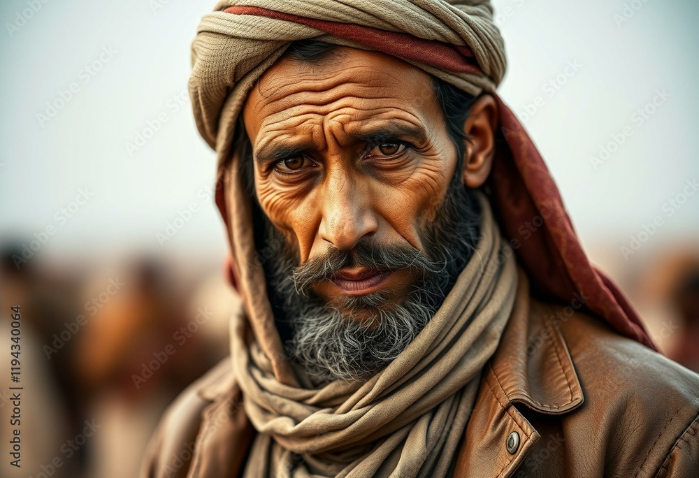 Portrait of a male nomad person with traditional attire Portrait of a male nomad person with traditional attire