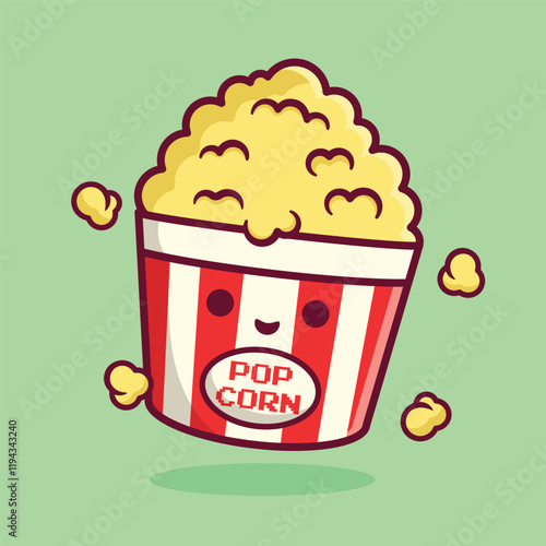 illustration cute cartoon pop corn