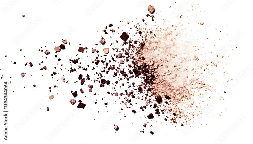 Face powders and other makeup products falling on white background Face powders and other makeup products falling on white background