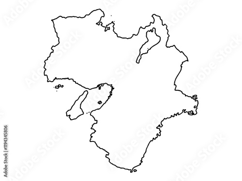 少しゆるい白い近畿地図 線画 日本
